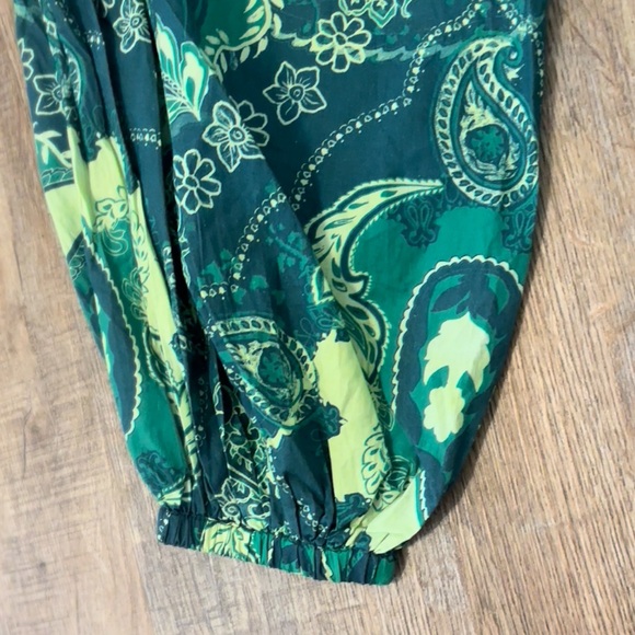 (NWOT) Free People After Glow Balloon Barrel Pants XS Green Motif - Picture 5 of 11